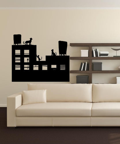 Vinyl Wall Decal Sticker Cats on a Roof #OS_MB896