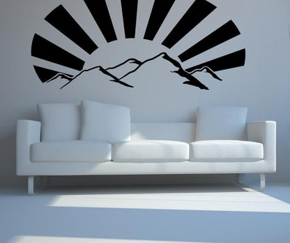 Vinyl Wall Decal Sticker Mountains with Sun Rays #OS_MB916