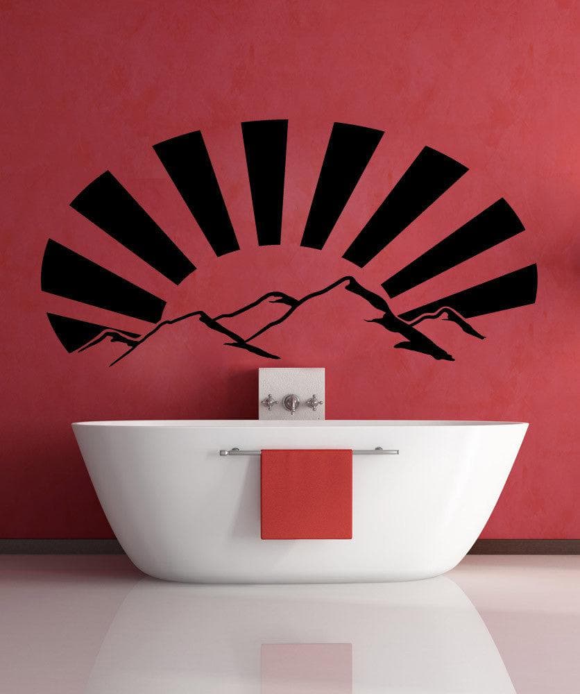 Vinyl Wall Decal Sticker Mountains with Sun Rays #OS_MB916