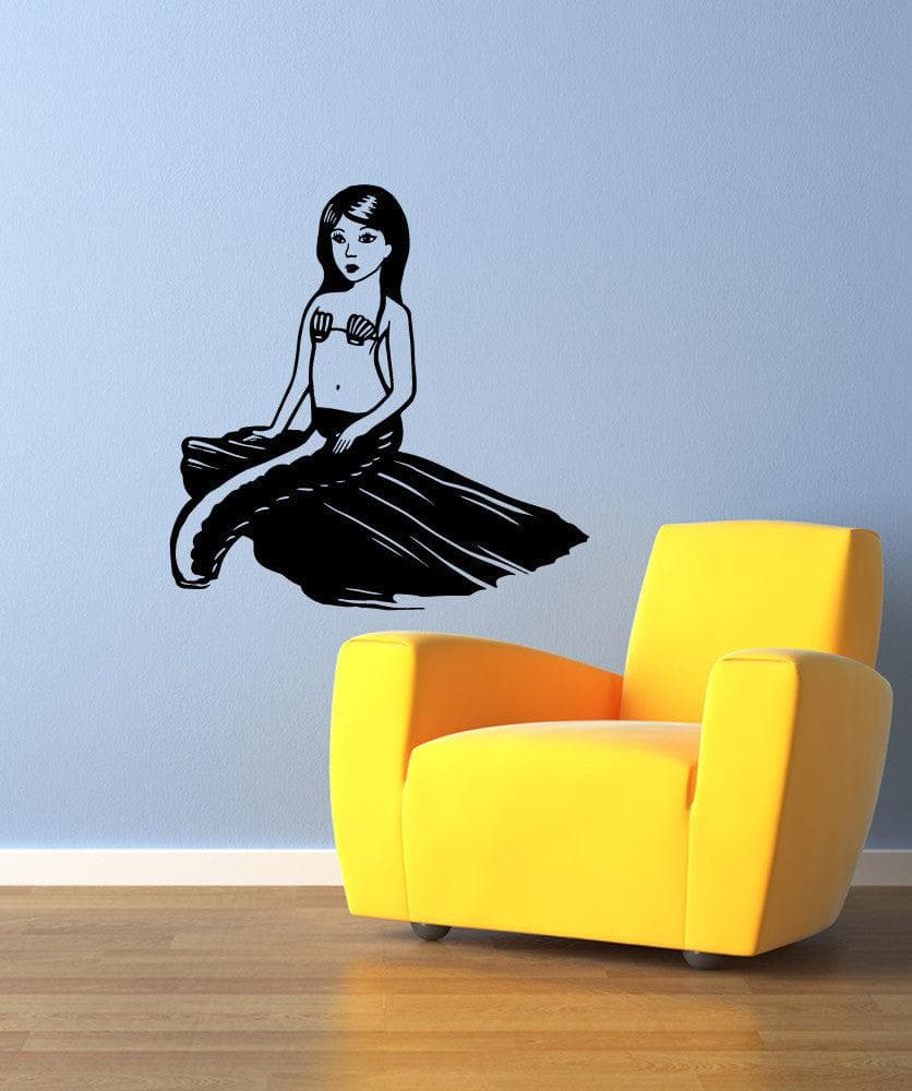Vinyl Wall Decal Sticker Sitting Mermaid #OS_MB945
