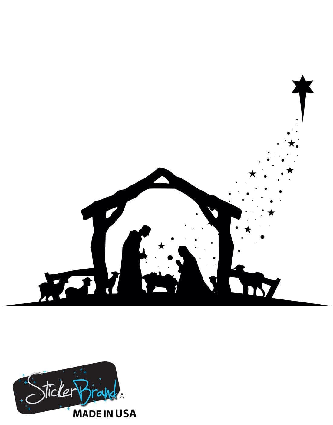 Nativity Scene Christmas Decoration Vinyl Wall Decal Sticker. Item #OS_MG105