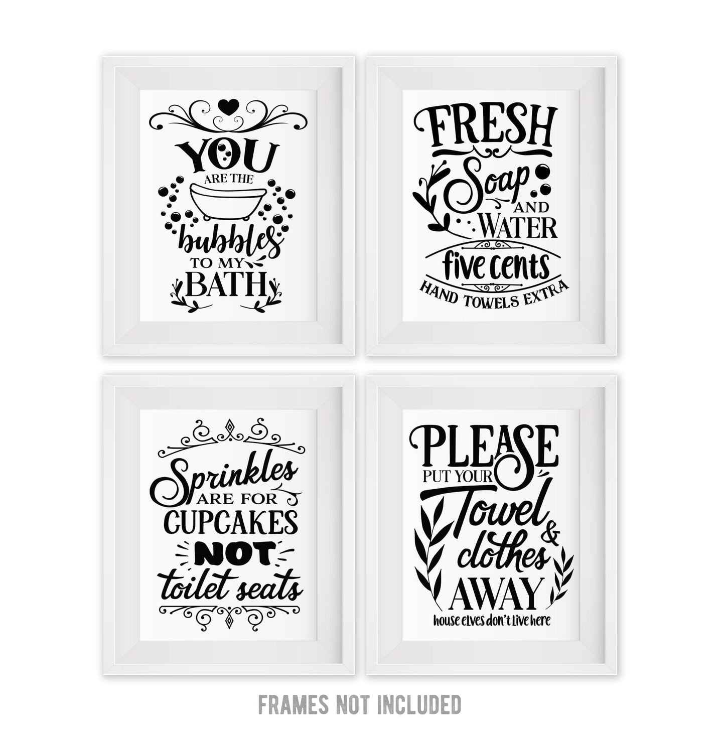 Funny Bathroom Quote Posters (set of 4) Prints. #P1013