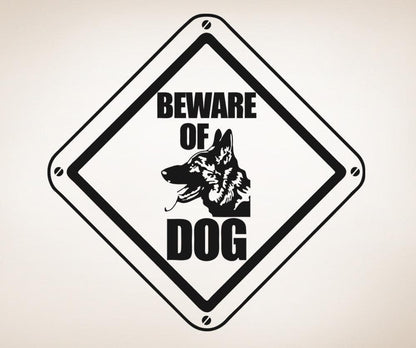 Vinyl Wall Decal Sticker Beware of Dog German Shepard #OS_AA568