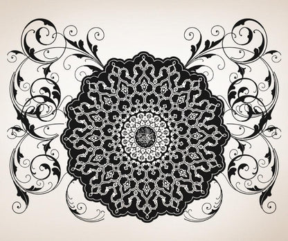 Vinyl Wall Decal Sticker Arabic Flower Circle Design #OS_AA347