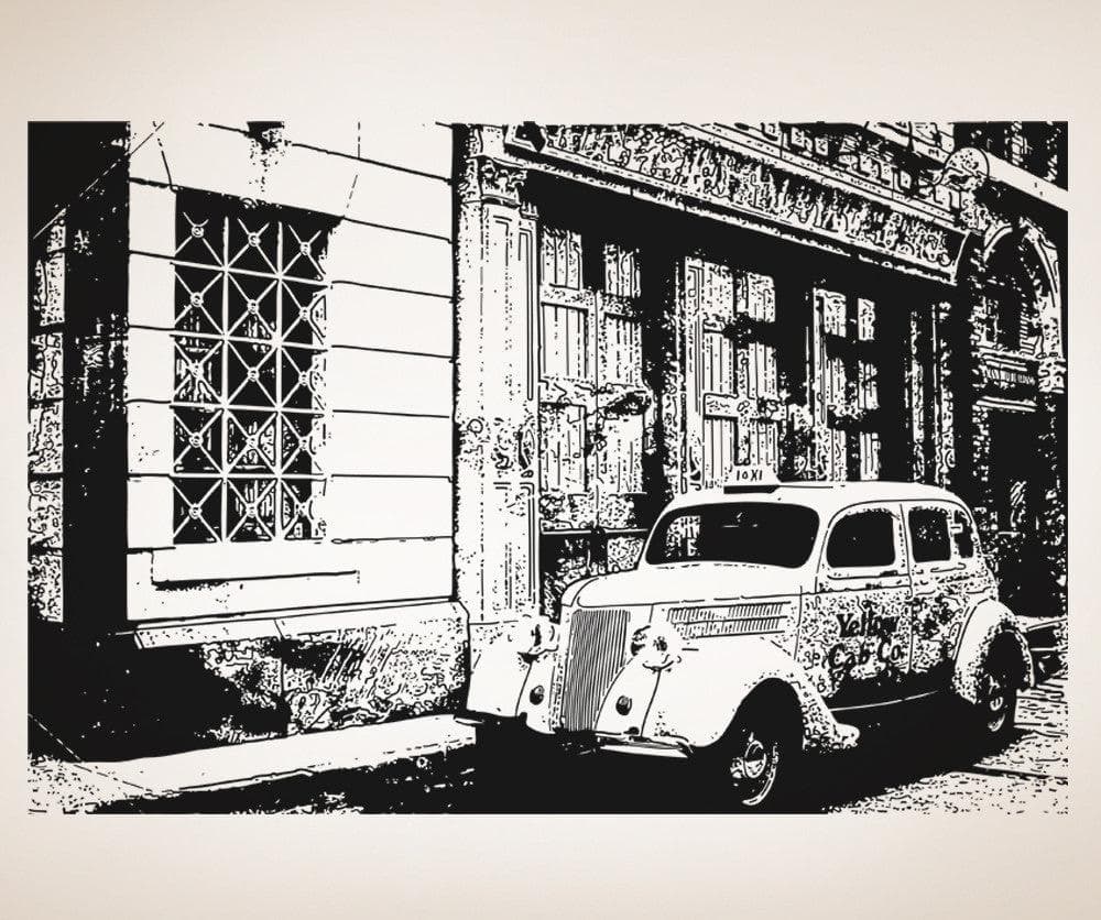 Vinyl Wall Decal Sticker Antique Cab on the Street #OS_AA563