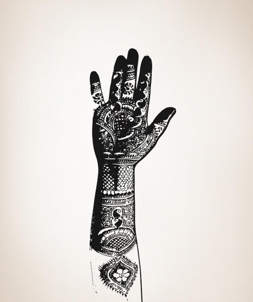 Henna Tattooed Hand Vinyl Wall Decal Sticker. #OS_AA385