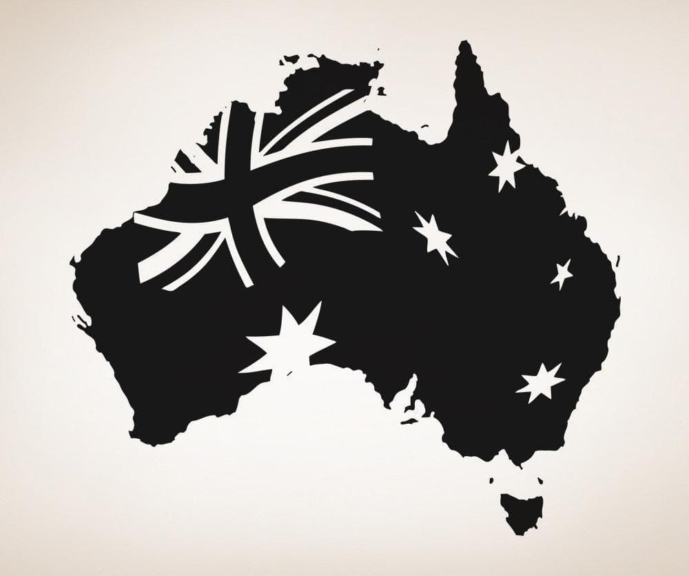 Vinyl Wall Decal Sticker Australian Map with Flag #OS_AA494