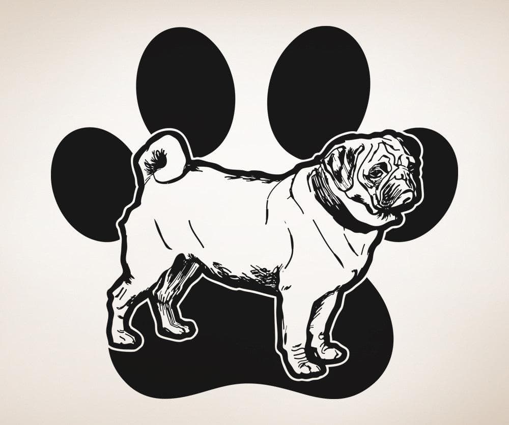 Vinyl Wall Decal Sticker Pug and Dog Paw #OS_AA618