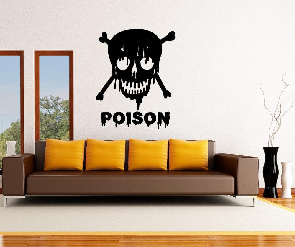 Poison Text with Skull Vinyl Wall Decal Sticker. #OS_MB657