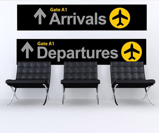 Wall Graphic Decal Sticker Airport Arrival Departure Sign #879