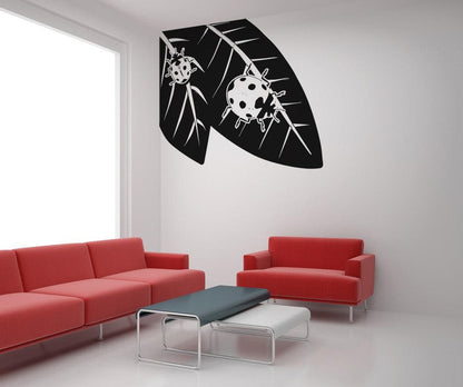 Vinyl Wall Decal Sticker Ladybugs on Leaves #OS_AA224