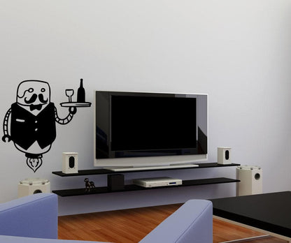 Robot Butler Serving Wine Vinyl Wall Decal Sticker. #OS_MB511