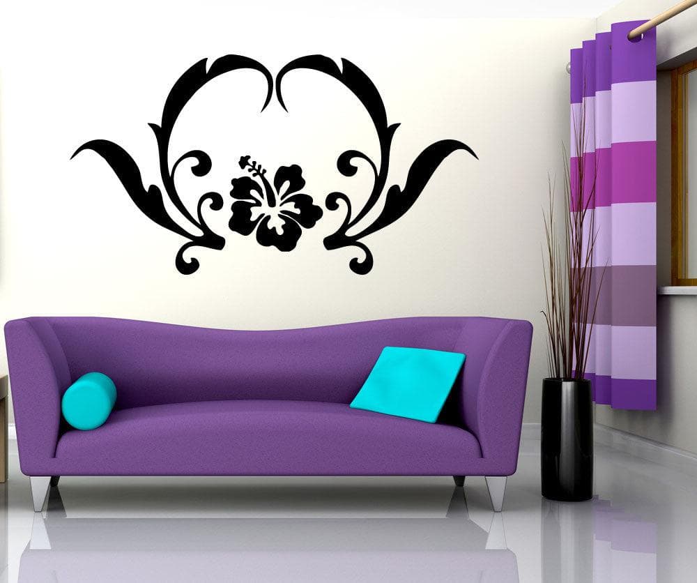 Vinyl Wall Decal Sticker Hibiscus with Leaves #OS_AA244