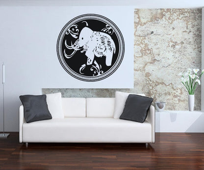 Vinyl Wall Decal Sticker Arabic Elephant Circle Design #OS_AA344