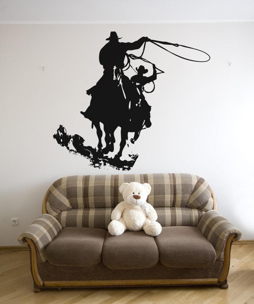 Wild West Cowboys Roping Lasso Wall Decal Sticker. #OS_AA429