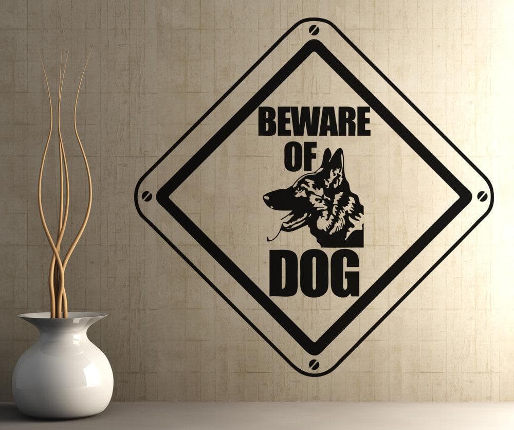 Vinyl Wall Decal Sticker Beware of Dog German Shepard #OS_AA568