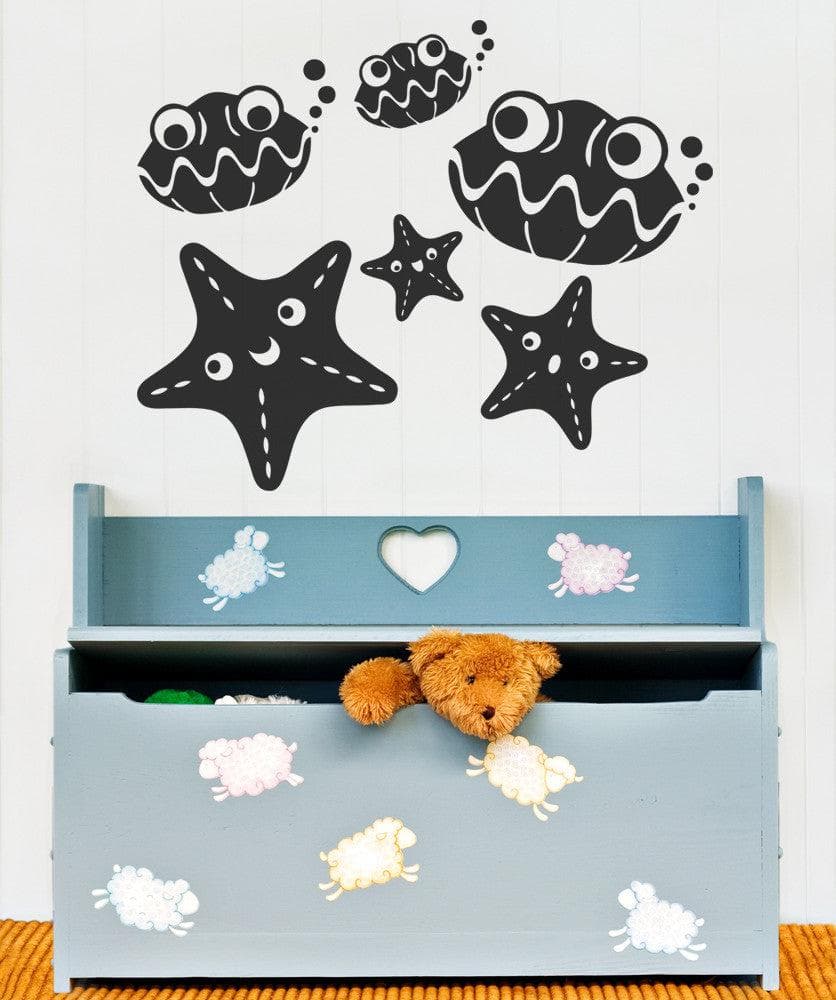 Vinyl Wall Decal Sticker Cartoon Starfish and Shells #OS_AA285