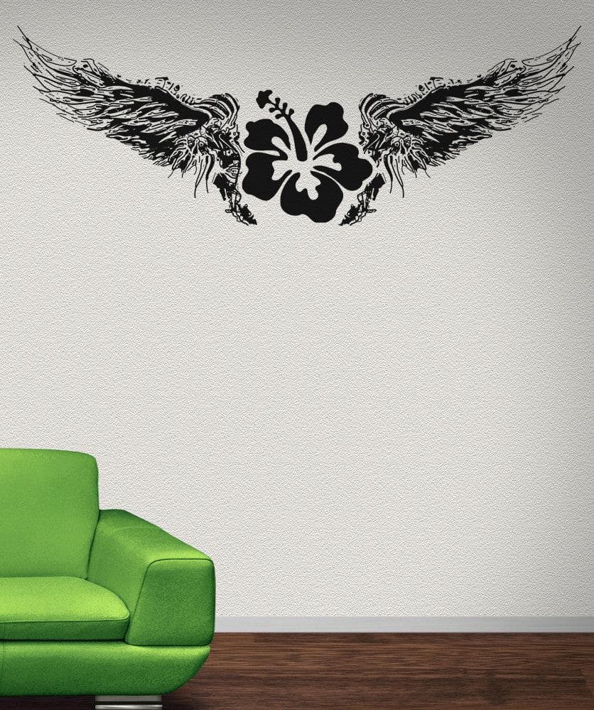 Vinyl Wall Decal Sticker Hawaiian Flower with Wings #OS_AA246