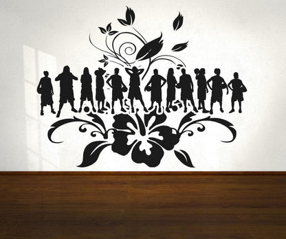 Vinyl Wall Decal Sticker Women's Basketball with Hibiscus #OS_AA502