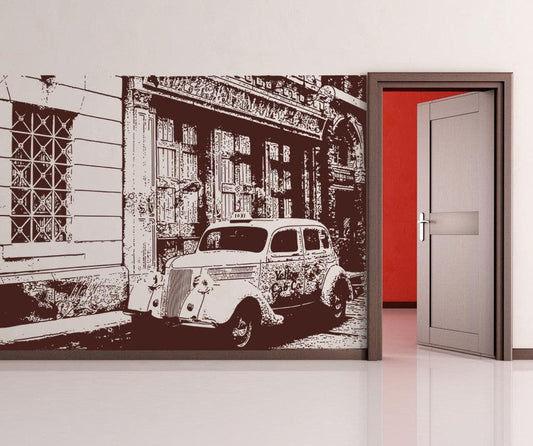 Vinyl Wall Decal Sticker Antique Cab on the Street #OS_AA563