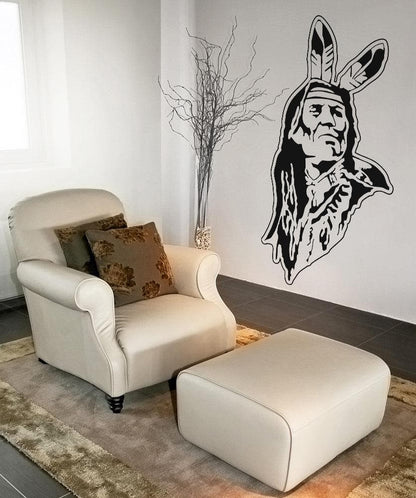 Vinyl Wall Decal Sticker Native American Old Man #OS_AA391