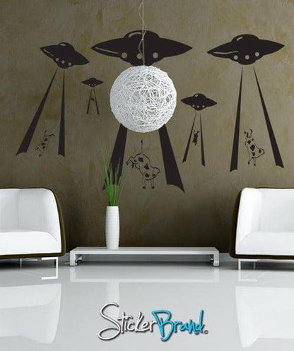Vinyl Wall Decal Alien Invasion Cow Beaming #GFoster104