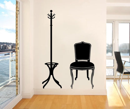 Coat Hanger and Chair Vinyl Wall Decal Sticker. #OS_MG158