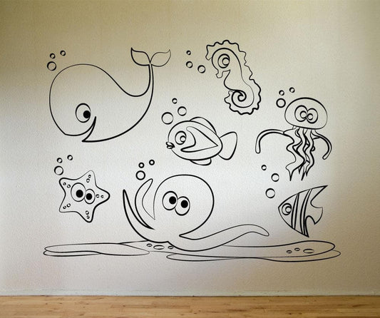 Vinyl Wall Decal Sticker Sea Doodle Friends # OS_MG160