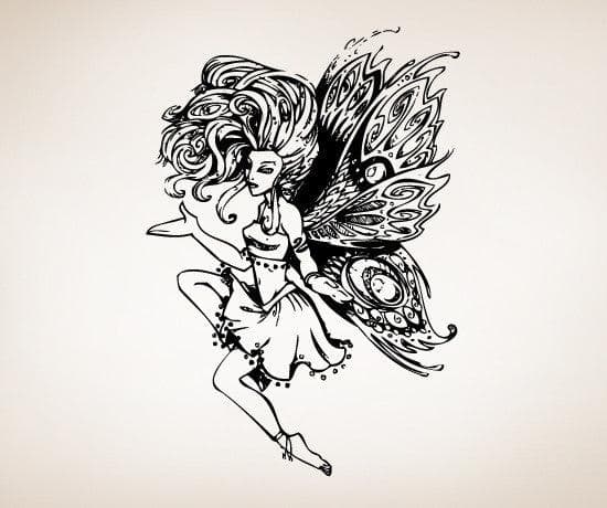 Vinyl Wall Decal Swirl Fairy with Wings #SIrwin107