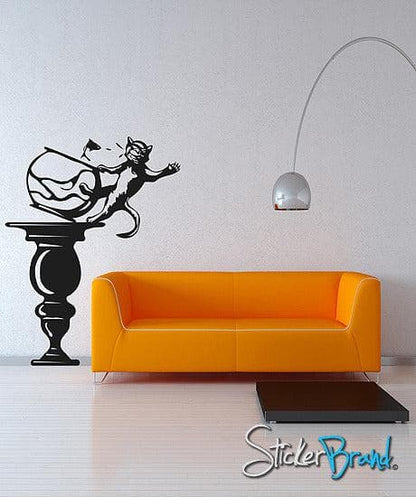 Vinyl Wall Decal Sticker Fish vs Cat #GFoster132