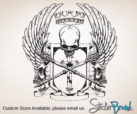 Vinyl Wall Decal Sticker Grunge King Skull Wings #829