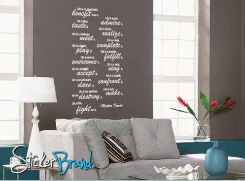 Vinyl Wall Lettering Life is -Mother Teresa Quote Decal #P107