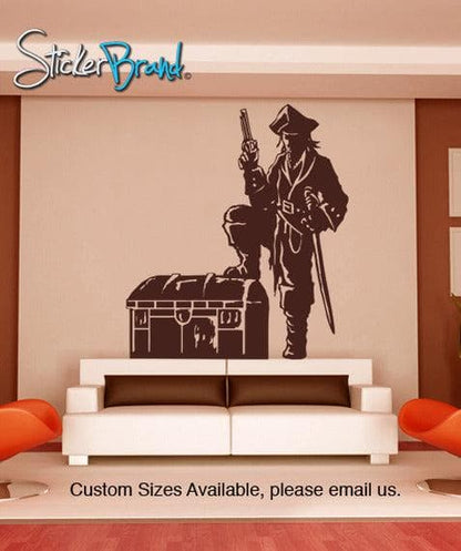 Vinyl Wall Decal Sticker Pirate With Treasure Chest #GFoster143