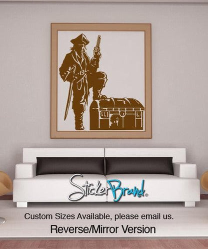 Vinyl Wall Decal Sticker Pirate With Treasure Chest #GFoster143