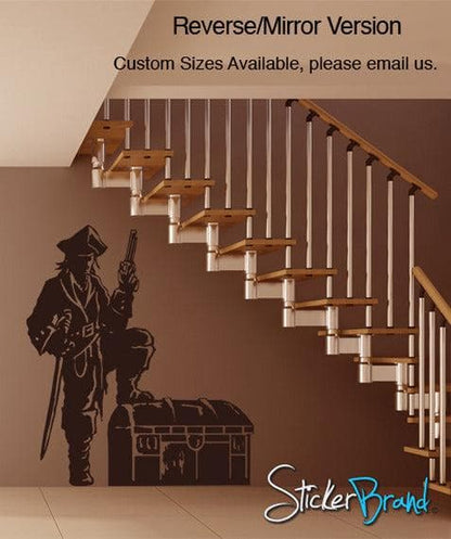 Vinyl Wall Decal Sticker Pirate With Treasure Chest #GFoster143