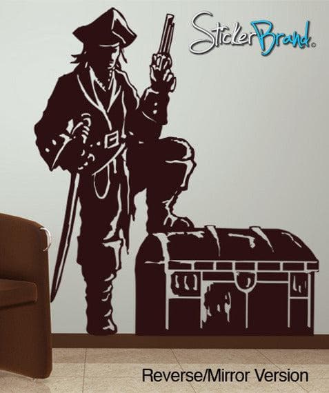 Vinyl Wall Decal Sticker Pirate With Treasure Chest #GFoster143