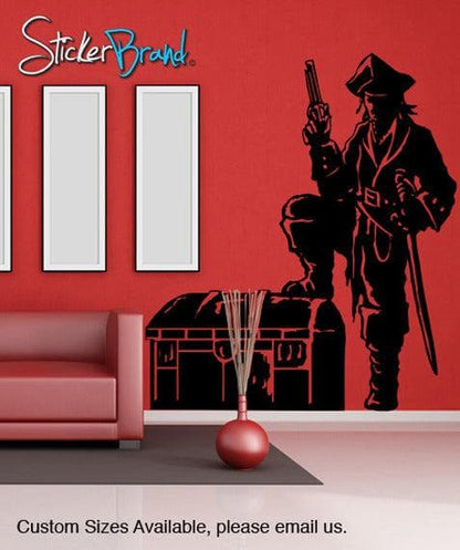 Vinyl Wall Decal Sticker Pirate With Treasure Chest #GFoster143