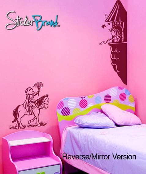 Vinyl Wall Decal Sticker Princess in Castle Tower Knight on Horse #GFoster140