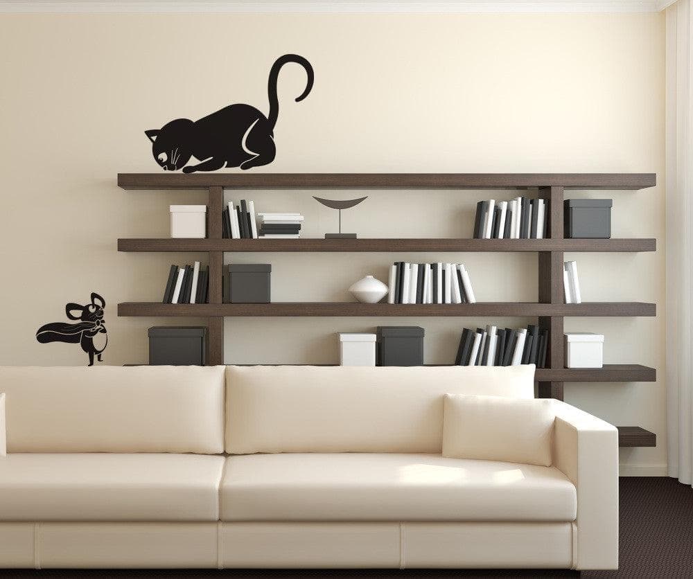 Vinyl Wall Decal Sticker Cat and Mouse #OS_DC340