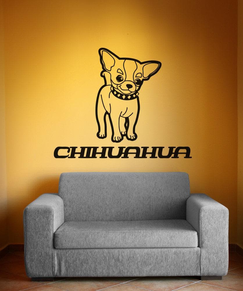 Vinyl Wall Decal Sticker Long Haired Chihuahua #OS_AA622