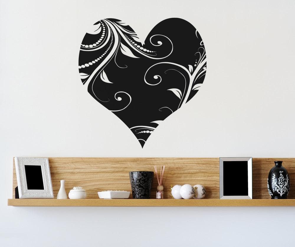 Vinyl Wall Decal Sticker Heart with Vines #OS_AA362