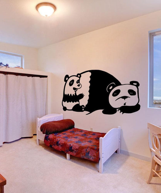 Vinyl Wall Decal Sticker Mommy and Baby Panda #OS_MB491