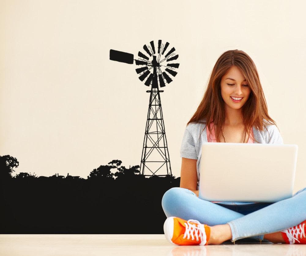 Australian Outback with Windmill Vinyl Wall Decal Sticker. #OS_AA500