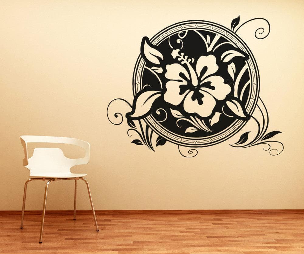 Vinyl Wall Decal Sticker Hawaiian Flower Circle #OS_AA379