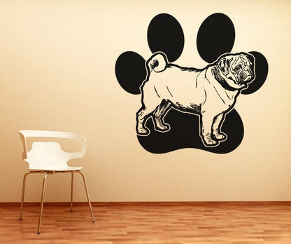 Vinyl Wall Decal Sticker Pug and Dog Paw #OS_AA618