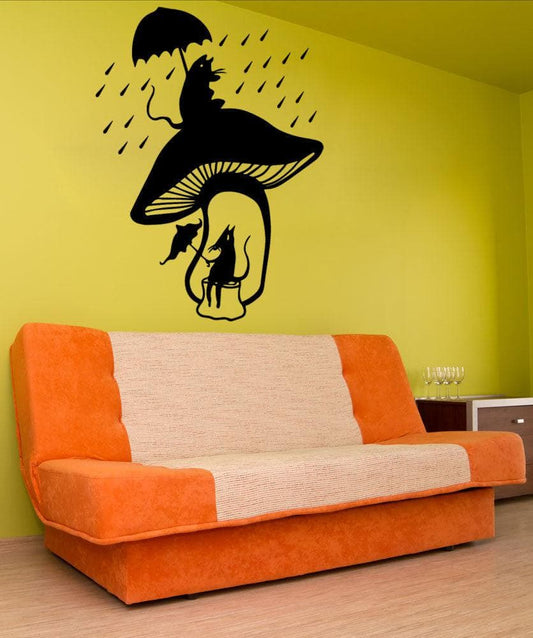 Vinyl Wall Decal Sticker Mice Mushroom Shelter #OS_MB484