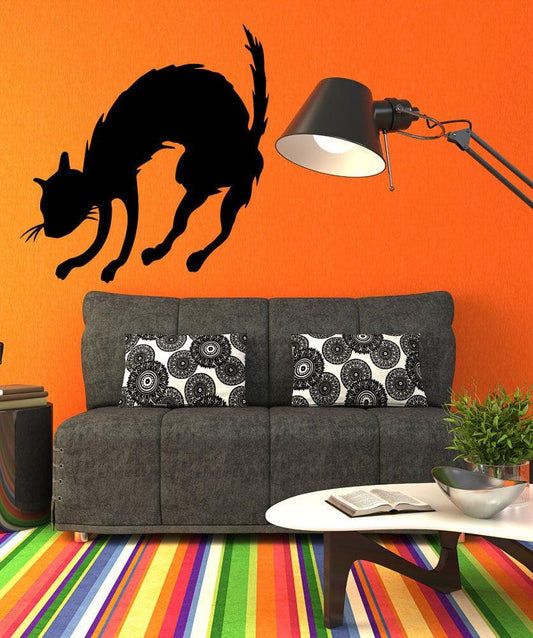 Vinyl Wall Decal Sticker Scared Cat #OS_MB485