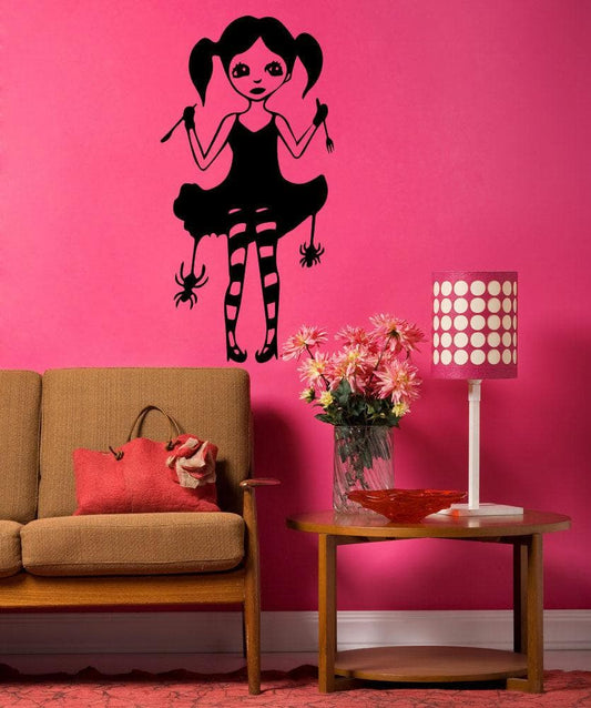 Gothic Spider Girl Vinyl Wall Decal Sticker #OS_MB474