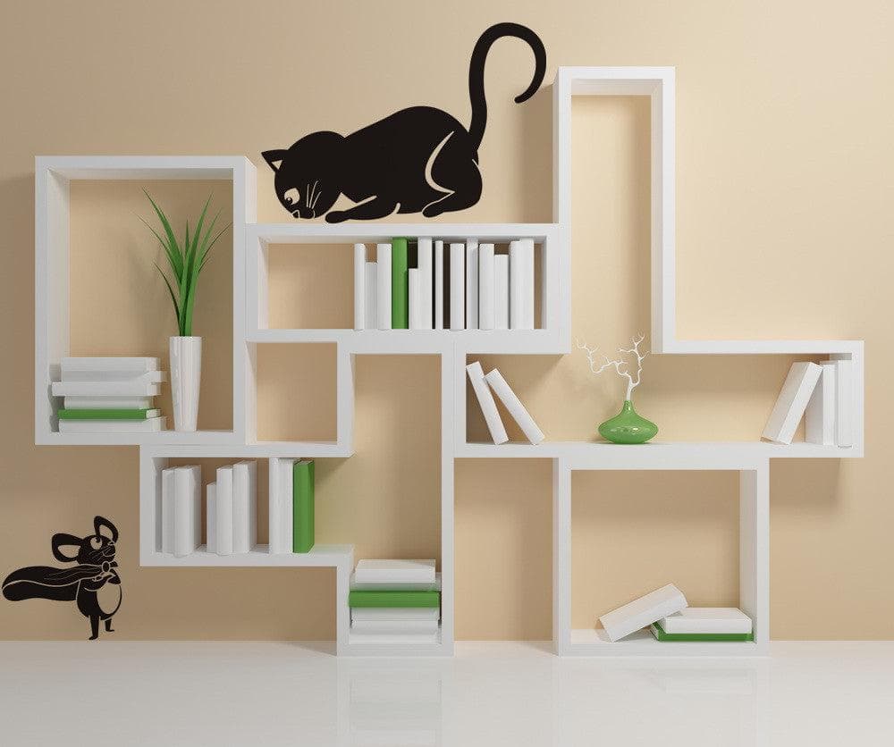Vinyl Wall Decal Sticker Cat and Mouse #OS_DC340