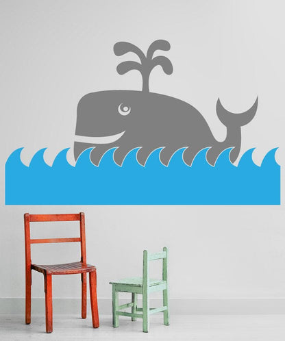 Vinyl Wall Decal Sticker Happy Whale #OS_MB292